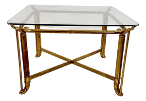 Hollywood Regency Inspired Brass Coffee Table, 1970s