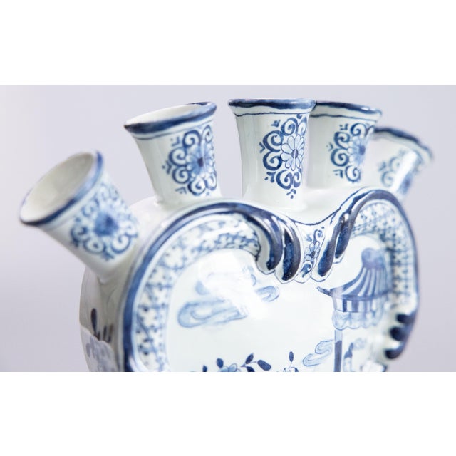 Blue 19th Century Dutch Delft Faience Chinoiserie Tulip Vases Tulipieres - A Pair For Sale - Image 8 of 17