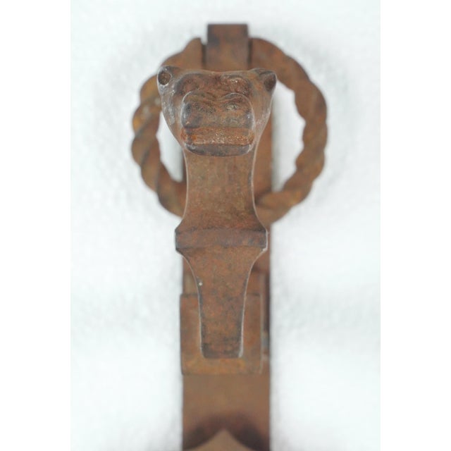 Pair of Gothic Wrought Iron Grand Entry Double Door Pulls For Sale - Image 4 of 11