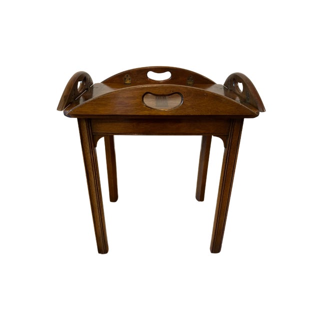 Baker Furniture English Chippendale Campaign Style Butler Tray Table - Removable Top For Sale - Image 6 of 11