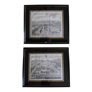 Pair of Bird’s Eye English Estate Views Engraved by Johannes Kip, 18th C. For Sale