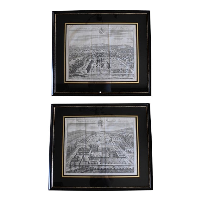 Pair of Bird’s Eye English Estate Views Engraved by Johannes Kip, 18th C. For Sale