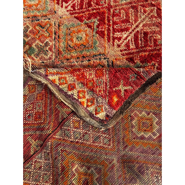 Vintage Moroccan Boujad Rug – Handmade Berber Wool Rug – Tribal Area Rug – Authentic Moroccan Carpet For Sale - Image 10 of 12