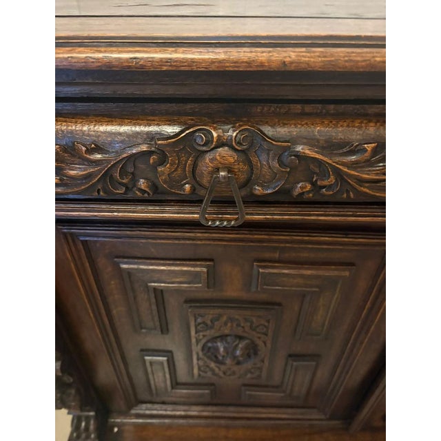Antique Carved Oak Sideboard, 1880s For Sale - Image 11 of 16
