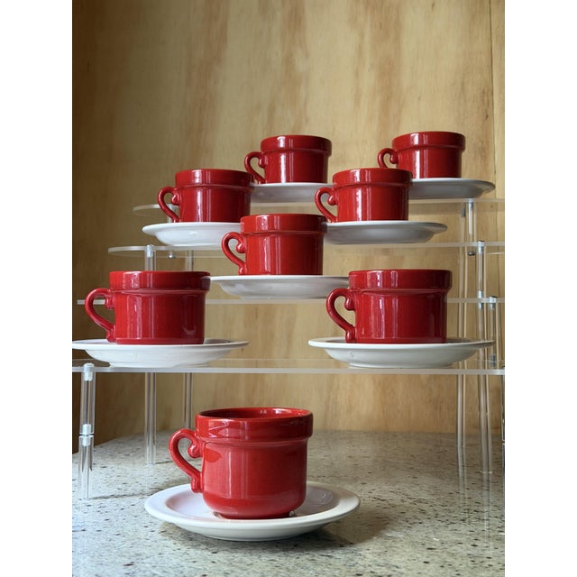 Mid-Century Dutch Ceramic Espresso Cups and Saucers from Huizen Holland, 1970s, Set of 16 For Sale - Image 10 of 13