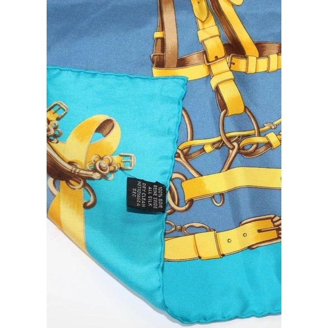 Gorgeous Blue Sellier Silk Scarf by Erre France For Sale - Image 11 of 12