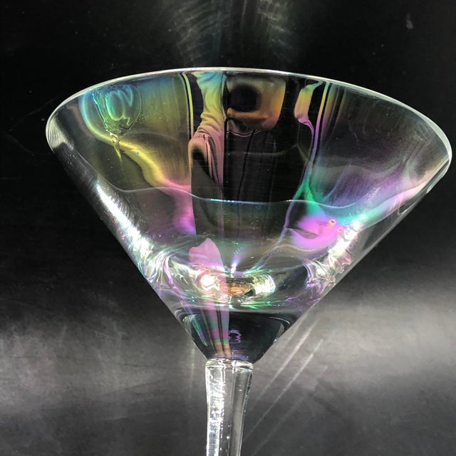 Iridescent Faceted Mouth-Blown Martini Glasses, Set of 2 For Sale - Image 3 of 14