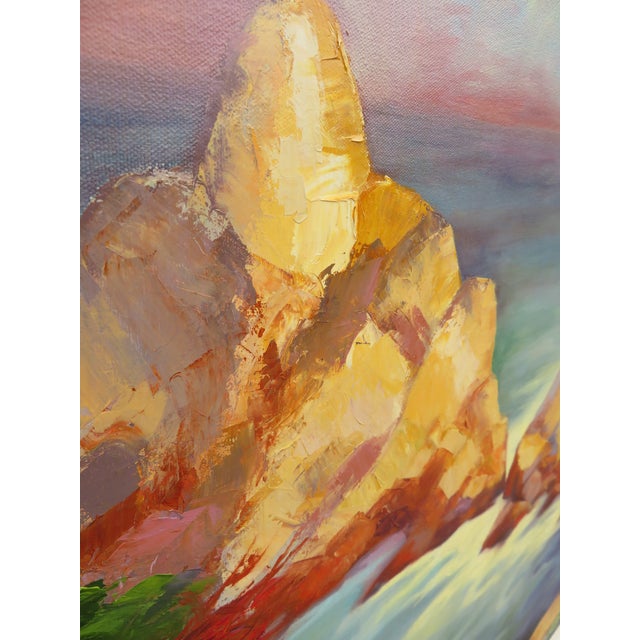 Late 20th Century Large Contemporary West Coast Ocean Cliffs Seascape Oil Painting ~ California or Pacific Northwest Bluffs Art For Sale - Image 10 of 16