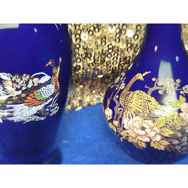 Metal Cobalt Blue Japanese Kutani 3-Piece Set For Sale - Image 7 of 18