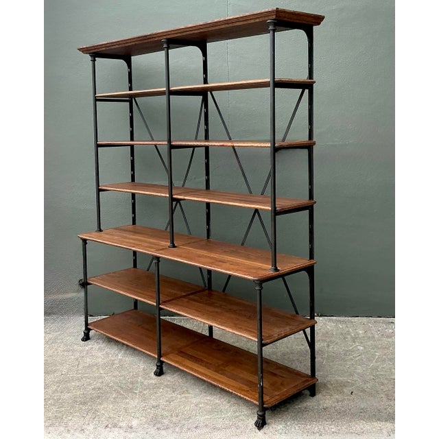 Brown Vintage French Plank Wood Etagere For Sale - Image 8 of 12