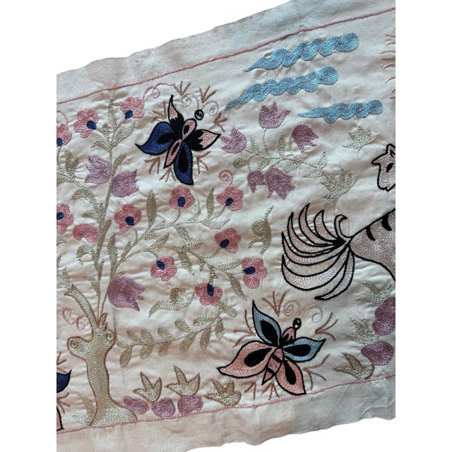 1960s Winged Horse Suzani Wall Hanging, Butterflies For Sale - Image 5 of 6