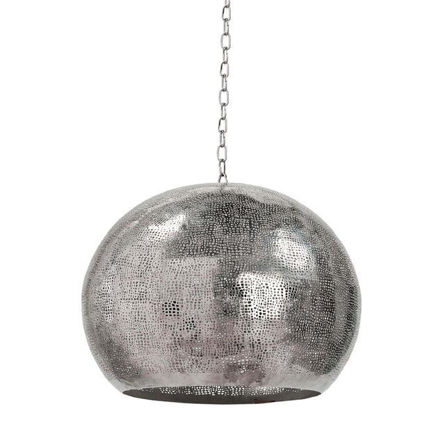 Regina Andrew Pierced Metal Sphere Pendant in Polished Nickel For Sale In Detroit - Image 6 of 6