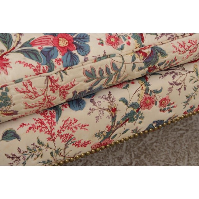 1980s Hickory Chair Mahogany Frame Sheridan Style Loveseat Settee For Sale - Image 5 of 17