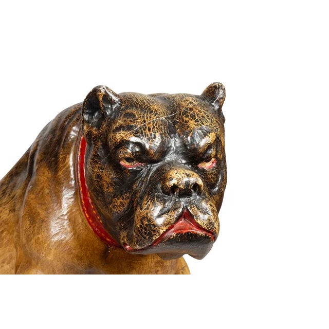 Painted and Carved Wood Bulldog For Sale - Image 9 of 11