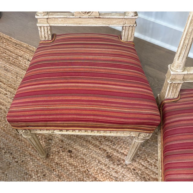 Late 19th Century Louis XVI Style Painted Lyre Back Chairs - A Pair For Sale - Image 13 of 17
