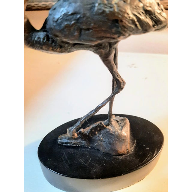 Vintage Bronze Flamingo Bird Figurine For Sale - Image 4 of 7