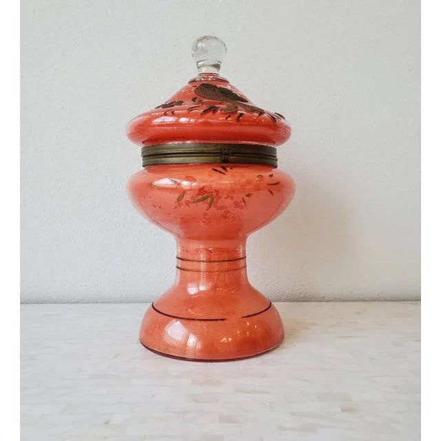 Antique Czech Bohemian Art Glass Coralene Tantalus For Sale - Image 9 of 11