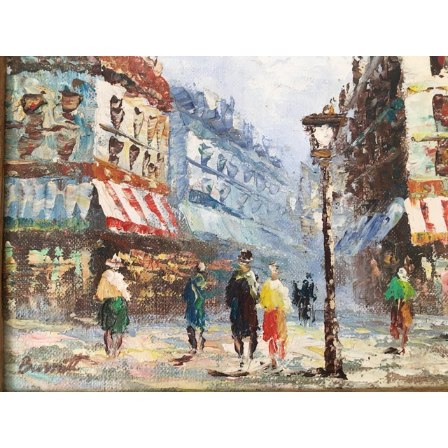 Mid 20th Century Caroline Burnett Parisienne Street Scene Painting Oil on Canvas Painting For Sale - Image 5 of 5