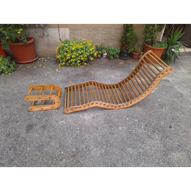 Chaise Lounge with Ensuite Coffee Table in Plywood, Set of 2 For Sale - Image 4 of 8