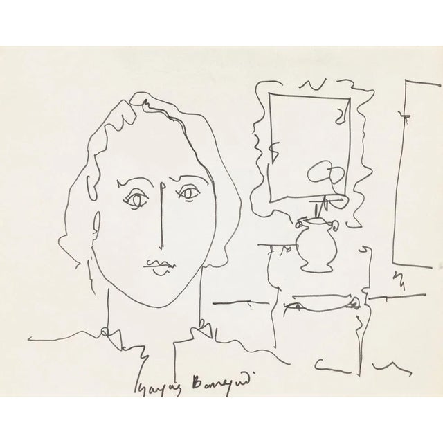 Women - 4 Original Pen Drawing on Paper - Mid 20th Century Mid 20th century For Sale - Image 5 of 5