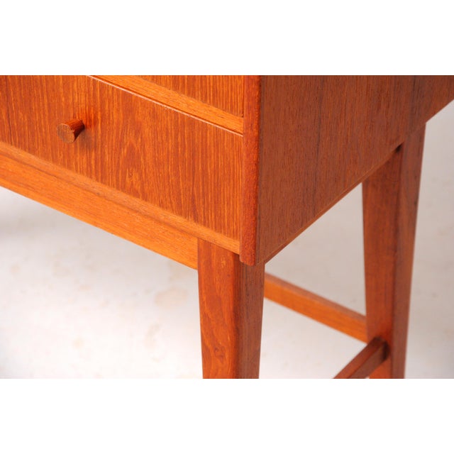 1960s Set of two small fully restored and refinished Danish teak dressers or nightstands. Two identical small teak...