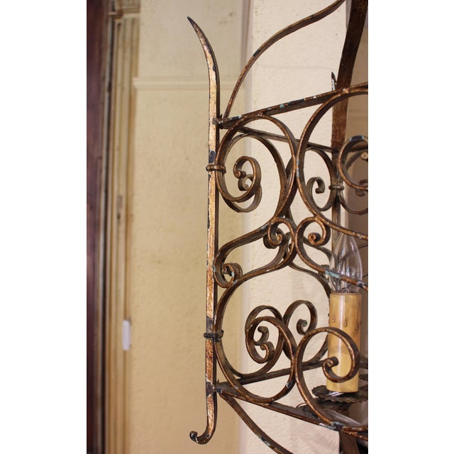 Early 20th Century French Gilt Iron Double Light Hanging Lantern For Sale - Image 10 of 10