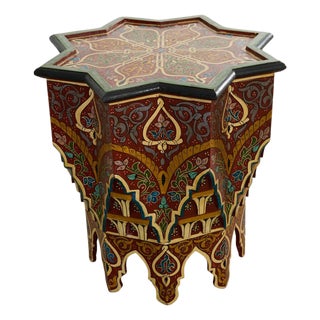 Moorish Middle Eastern Polychrome Star Shaped Drink Table For Sale