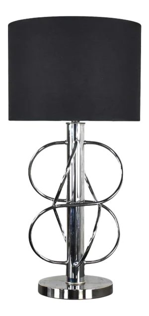 Vintage Mid-Century Modern Polished Chrome Table Lamp New Black Drum Shade