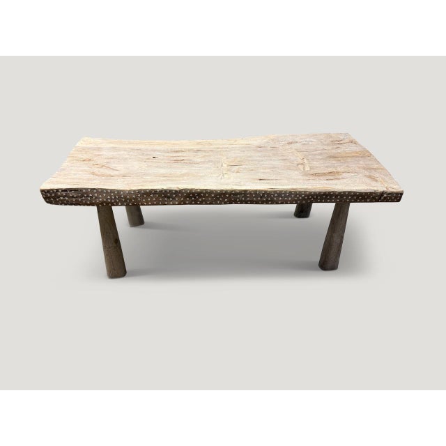 Andrianna Shamaris Century Old Teak Wood Coffee Table with Shell Inlay For Sale - Image 17 of 18