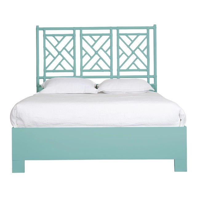 Chippendale Bed Queen - Turquoise For Sale