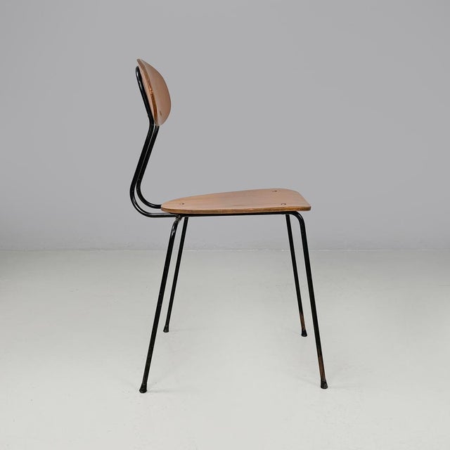 1960s Mid-Century Modern Italian Chairs in Brown Formica and Black Metal, 1960s, Set of 6 For Sale - Image 5 of 18
