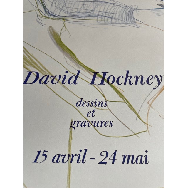 Paper David Hockney, Dessins Et Gravures Exhibition Poster, Imp. Dermont-Paris, Printed in France For Sale - Image 7 of 11