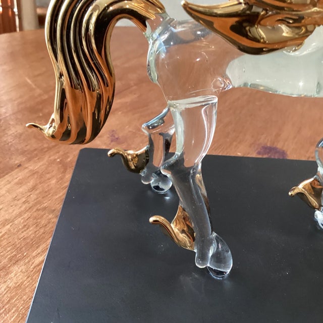 Late 20th Century Crystal and Gold Leafs With Base Murano Style Pegaso For Sale - Image 11 of 13