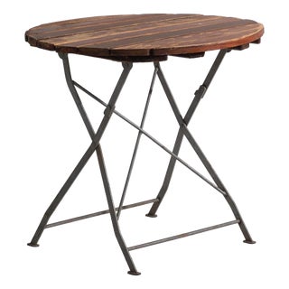 Antique Folding Garden Table in Wood and Iron, Central Europe, 1950 For Sale