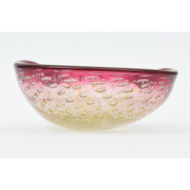 1960s Vintage Murano Pink Glass Bowl With Silver and Gold Foil, 1960's, Italy For Sale - Image 5 of 10
