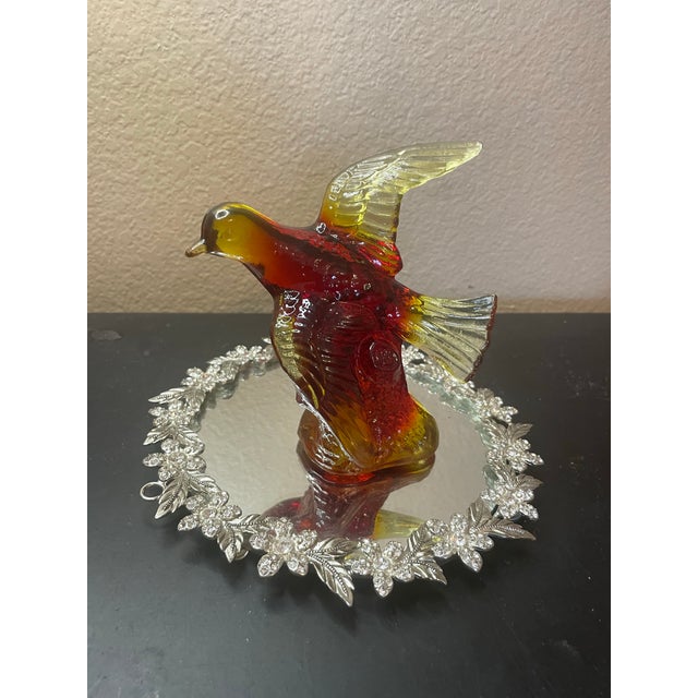 VTG Mosser Amberina Glass 7” Bird In Flight Figurine