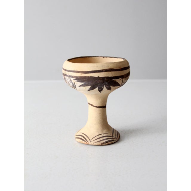 Vintage Mexican Folk Art Pottery Goblet For Sale - Image 4 of 9