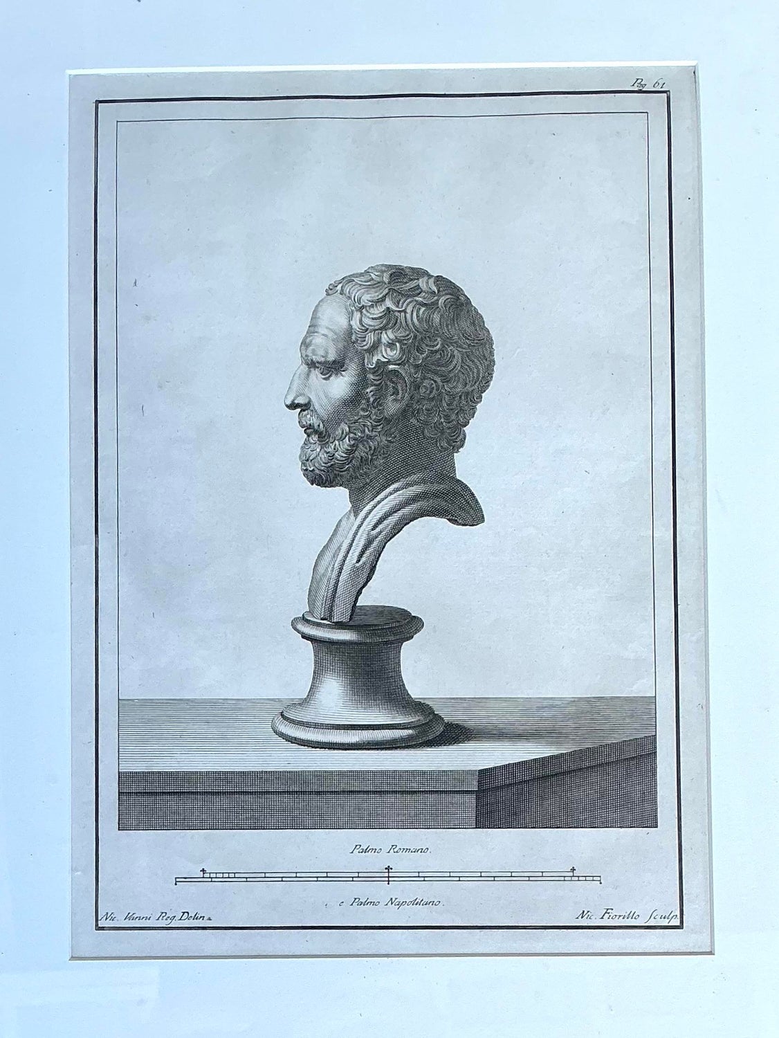 Vintage 18th Century Italian Etchings of Roman Busts - Set of 2 - Back view