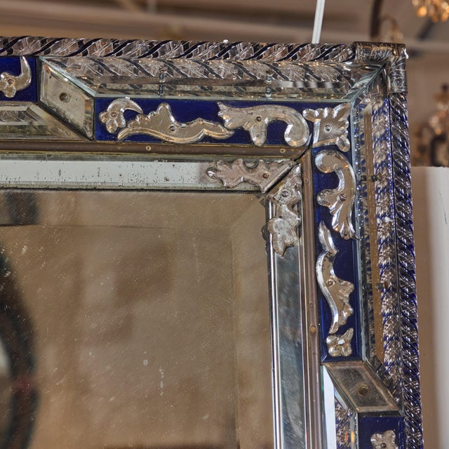 Italian Elaborate Cobalt Blue Mirror For Sale - Image 3 of 7