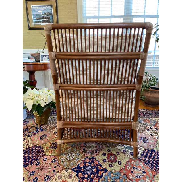 Shabby Chic Pencil Rattan Chairs Schumacher Santa Monica Ikat Fabric For Sale - Image 3 of 13