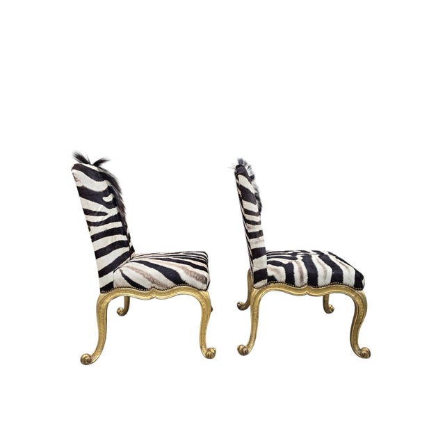 Wood Vintage French Rococo Style Giltwood Side Chairs Newly Reupholstered - Pair For Sale - Image 7 of 12