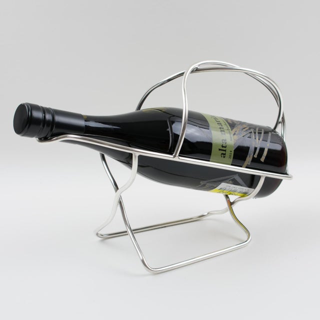 Mid-Century Modern Ercuis Paris Silver Plate Bottle Holder Wine Pourer Server, Circa 1950 For Sale - Image 3 of 10