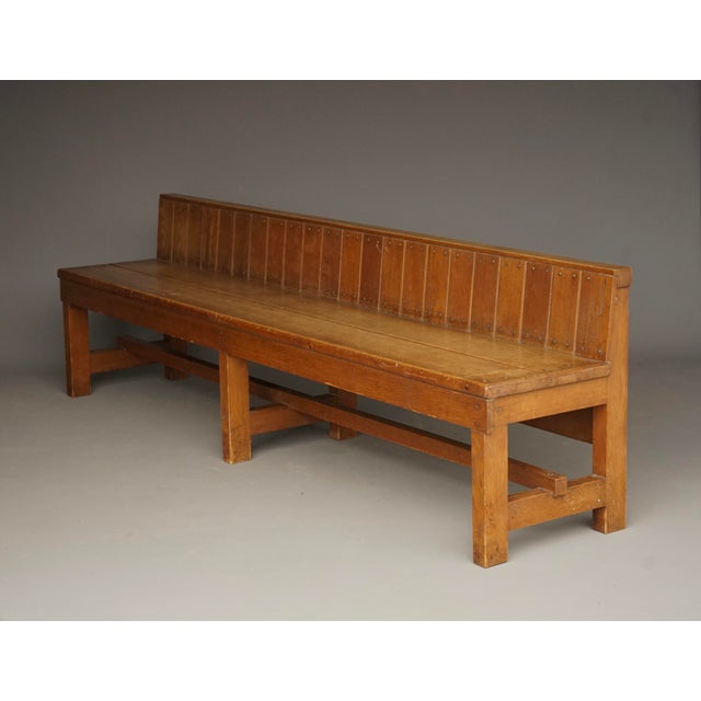 Brutalist Traditionalist Dutch Oak Bench in the style of Delft School. 1920s For Sale - Image 3 of 10