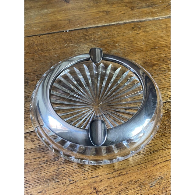 Art deco cigar ashtray (1930s) in cut crystal with a silver mount by the german silversmith wilhelm t. Binder. the...