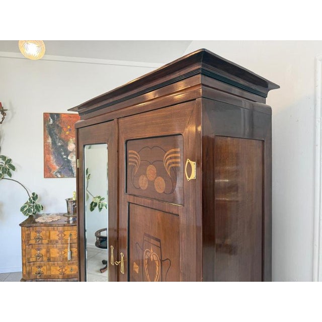 Art Nouveau Wardrobe with Mirror, 1920s For Sale - Image 9 of 15