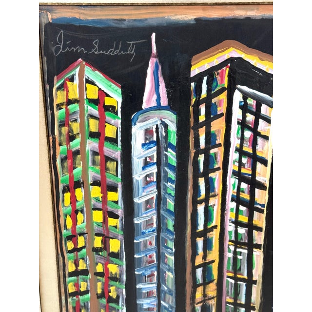 Black Jimmy Lee Sudduth, (1910–2007) “Untitled (Evening Cityscape, New Orleans)” For Sale - Image 8 of 18