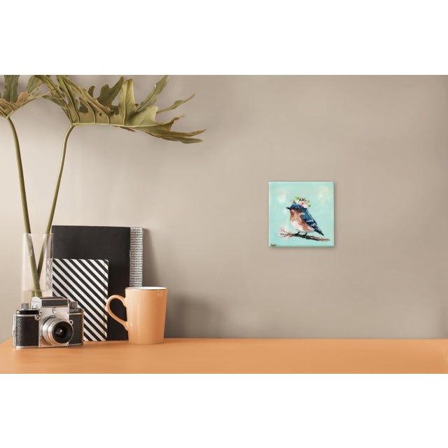 2020s Floriferous Bird, Study 6 by Carrie Goller | Oil and Encaustic Bird on Blossom Branch For Sale - Image 5 of 7