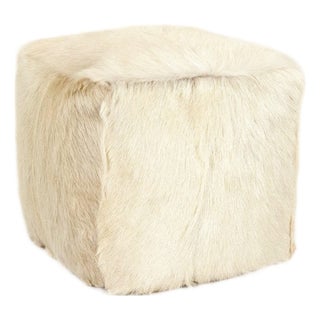 Tibetan Ivory Goat Fur Pouf For Sale