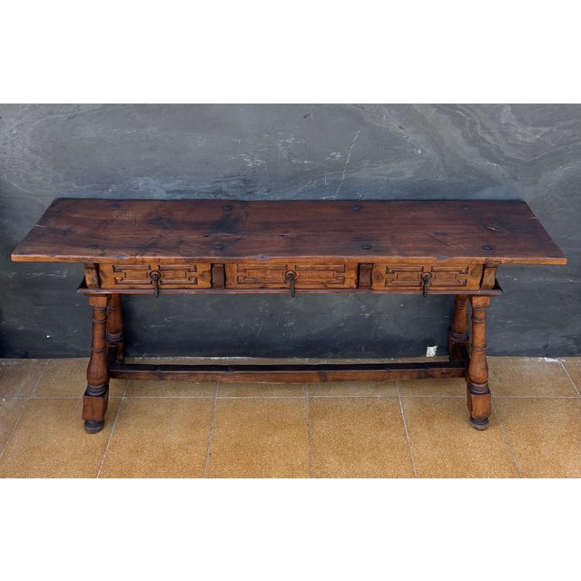 Spanish Renaissance Revival Three-Drawer Console Table, Early 20th Century For Sale - Image 17 of 18