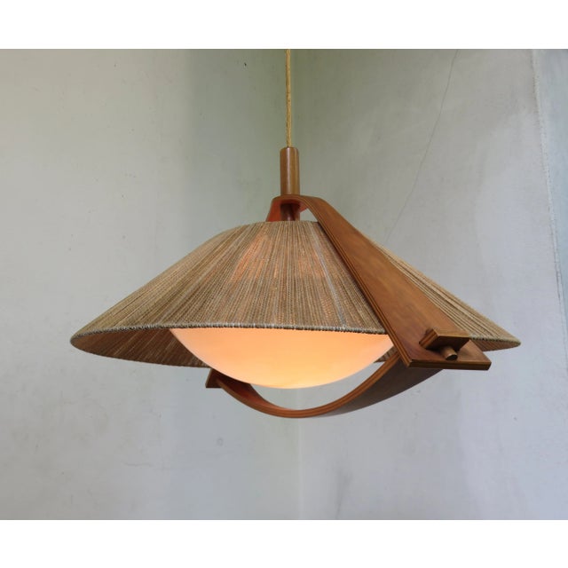 German Teak and Acrylic Glass Ceiling Lamp from Temde, 1960s For Sale - Image 13 of 18